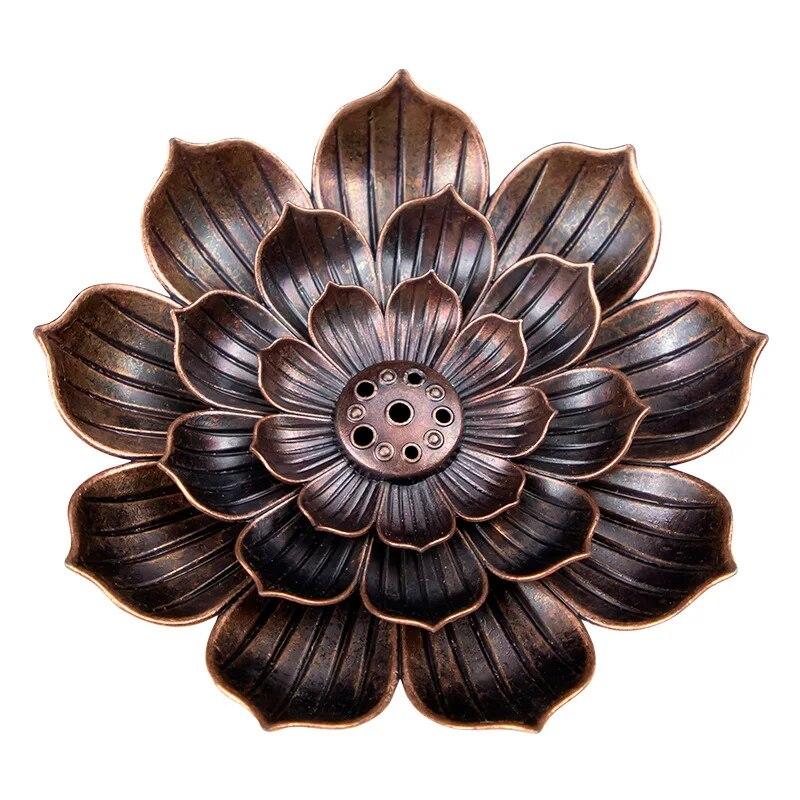 1PC Alloy Incense Burner Stick Holder Buddhism Lotus Line Incense Plate Sandalwood Coil Base Temples Yoga Studios Home Decoration