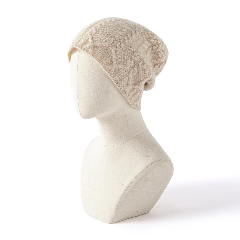 Women 100% Pure Cashmere Beanie Hat Chunky Cable Knit Pattern Winter Warm Soft Slouchy Skullies Cap Cold Weather Accessory