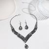 Full Of Diamonds, Water Droplets, Rhinestone Necklace, Earrings Set, Luxury And High-End Simple Bridal Jewelry.