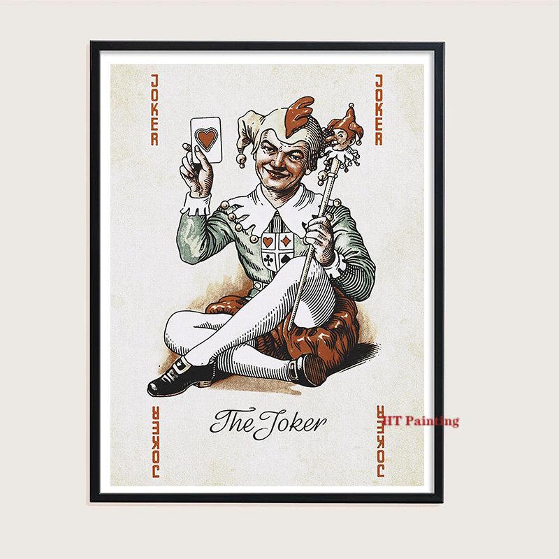 Vintage Poker Ace of Hearts Playing Cards Canvas Painting Queen And King Wall Art Pictures Room Home Club Bar Pub Decor Unframed