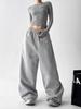 Women's High-Waist Classic Sports Sweatpants - Spring/Autumn 2025, Slimming Loose Fit, Straight Wide Leg Long Pants.