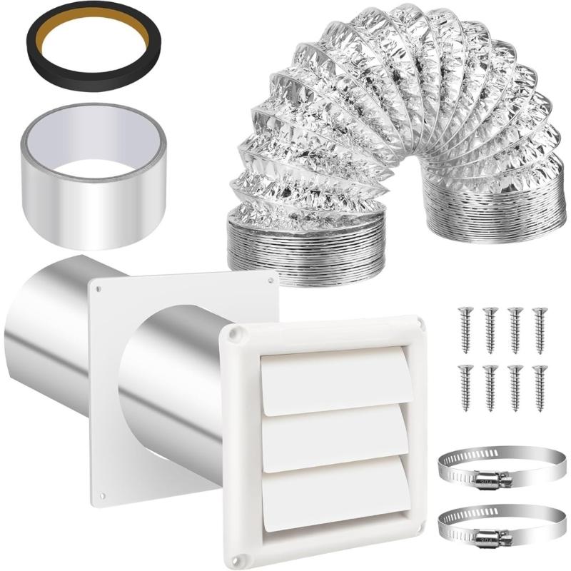 4Inch Dryer Wall Ventilation Duct Kits Dryer Vent Hose Connectors Wall Ducting Kits Efficient Airflows Management