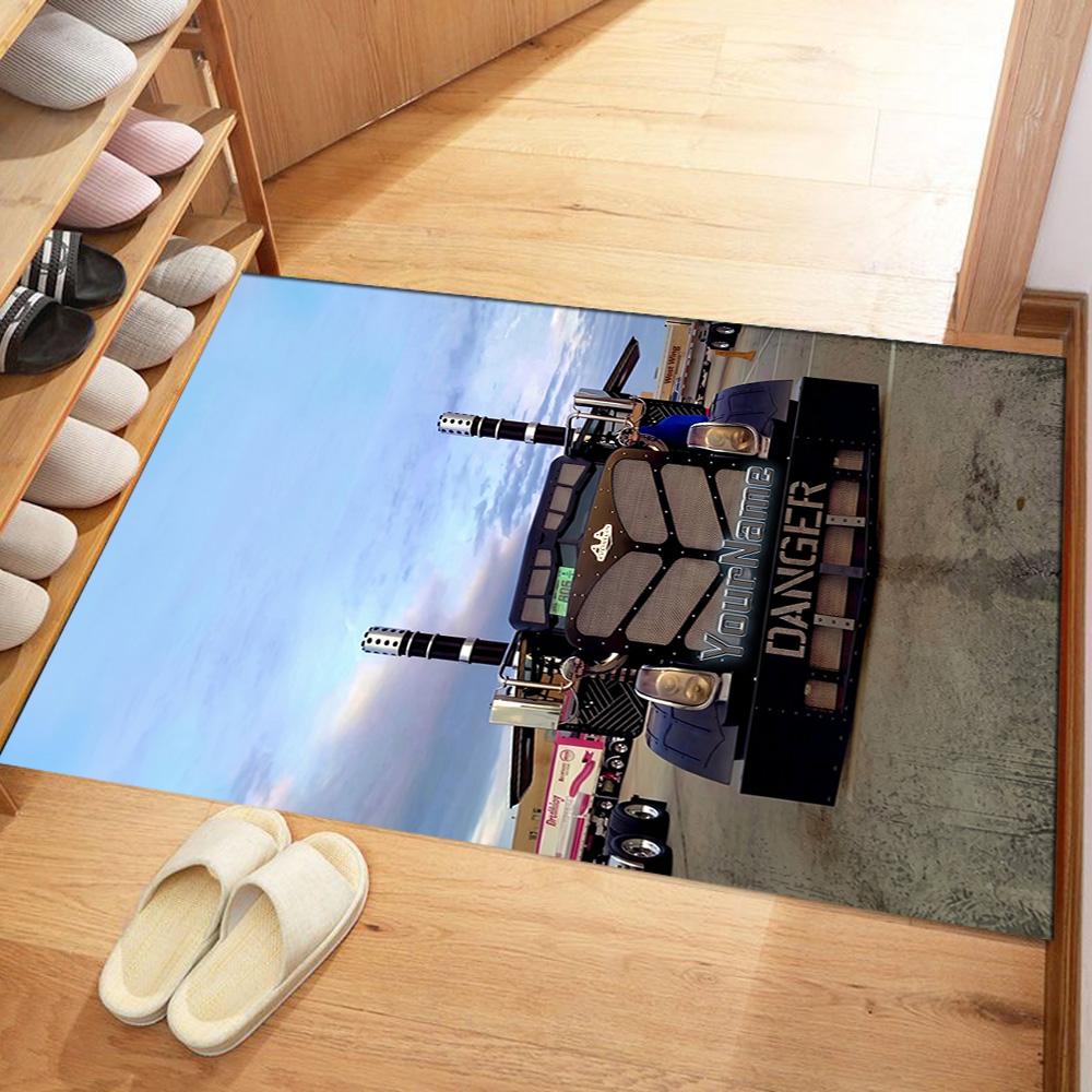 Kw Heavy Trucks Customize Your Name Area Rug Suitable for Foyer Kitchen Balcony Playrooms Antislip Carpet Office Home Decor Spiritual Gift