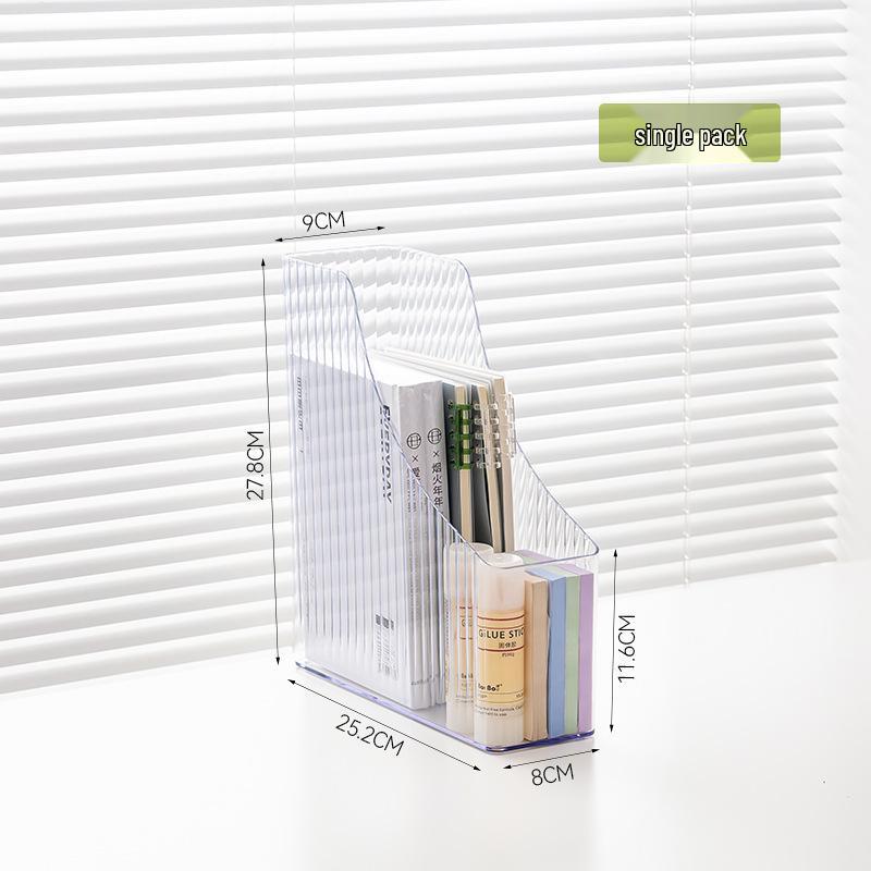 Transparent Book Stand and Storage Rack with Bookshelf Bookends
