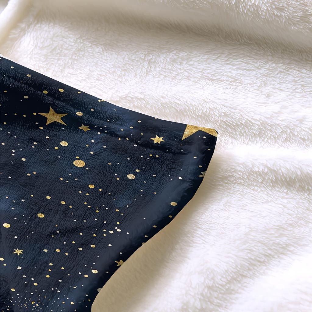 1 Stück Sternennacht Himmel Überwurfdecke, Goldene Sterne Sternbild Kuscheldecke für Bett Couch Sofa, Perfekt für Schlafzimmer Wohnzimmer