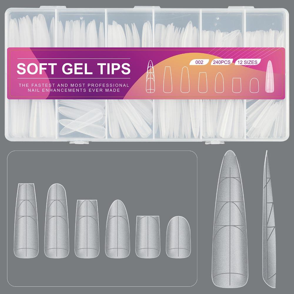 

Бесследные типсы для ногтей с вспомогательной линией, накладные ногти для профессионального использования в нейл-салонах Style 02