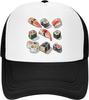 Chapéu Trucker de Malha Baseball Ajustável Casual Snapback para Adulto com Design de Sushi em Aquarela Comida Japonesa