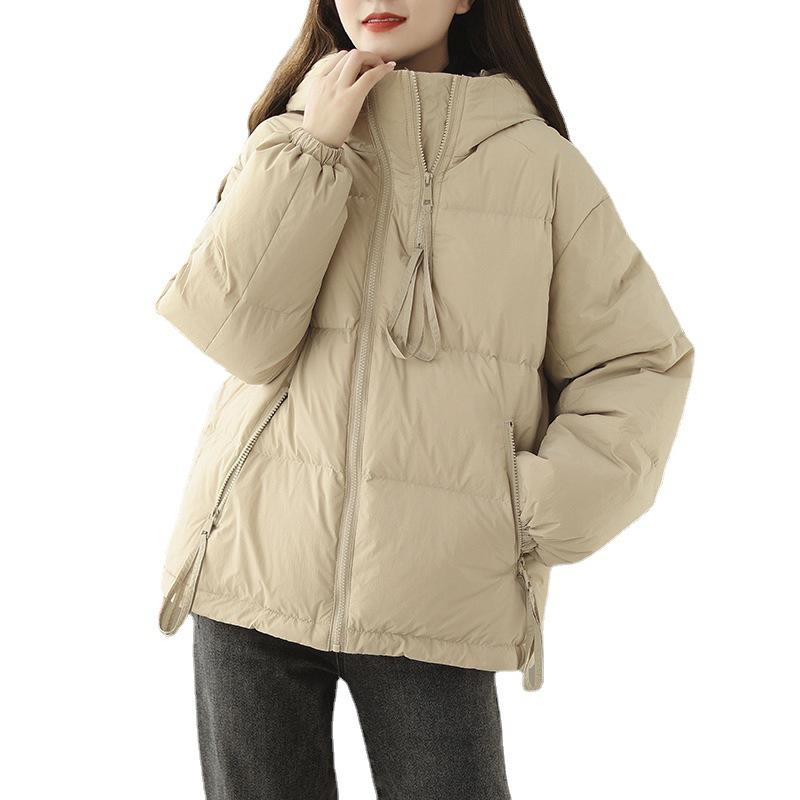 Down jacket women's winter new hooded high-quality white duck down bread jacket down warm jacket