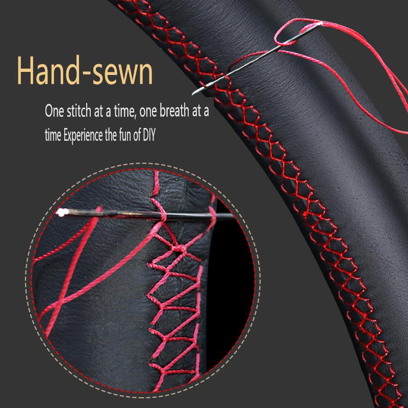 Non-Slip Black Artificial Leather for Nissan Patrol Y62 2012-2018 Teana J32 Diy Hand Stitched Braid Car Steering Wheel Cover