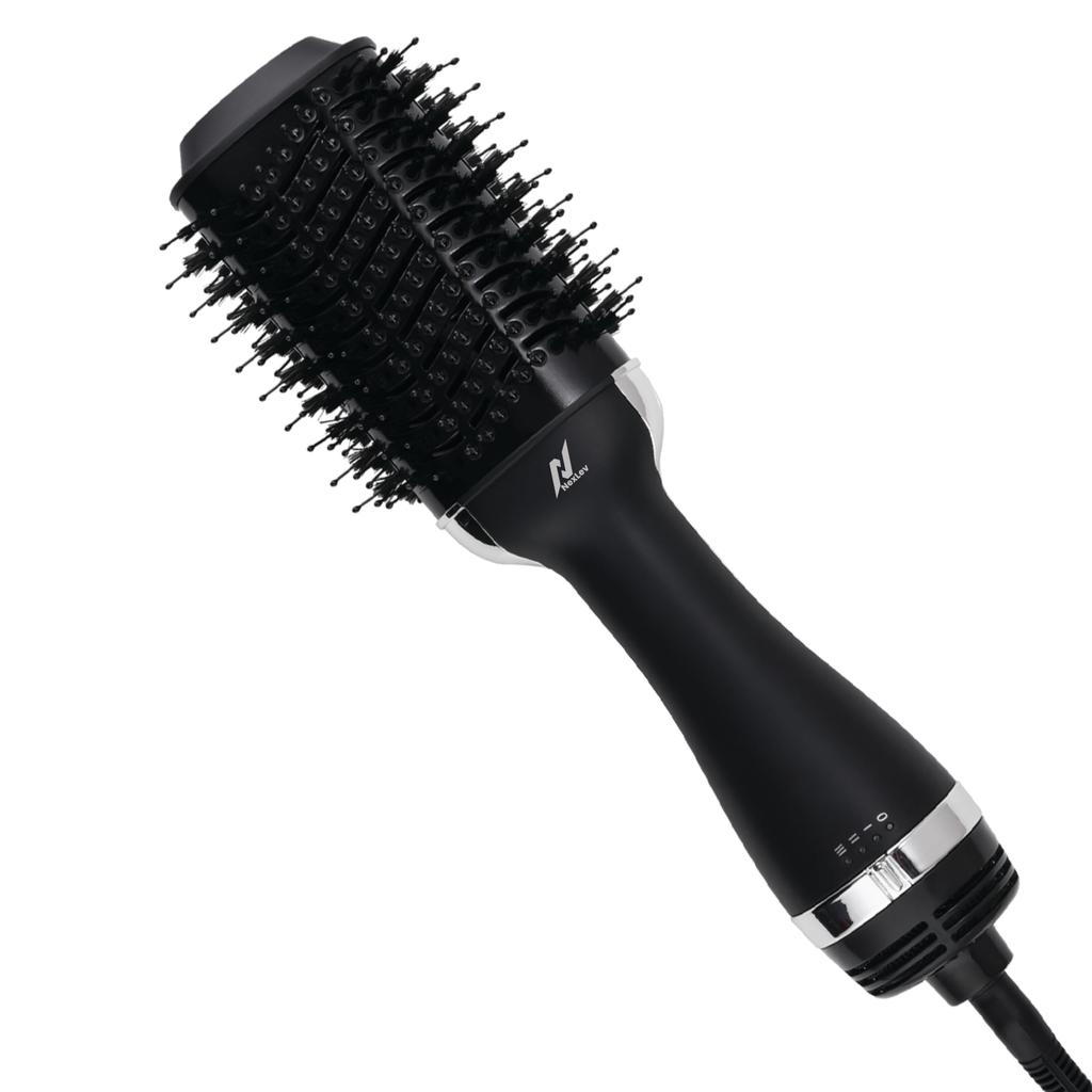 NexLev Ionic Hot Air Brush | 3 in 1 Blow Dryer, Straightener, Volumizer & Styler | 360° Airflow Vents | Ceramic Tourmaline Coated Brushing Head | T