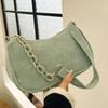 1PC Bolsos de Mano de Moda Vintage para Mujer Bolso Sobaco de Pana Bolsos de Hombro Casuales para Mujer Color Sólido Cremallera Bolso de Mano Clutch Femenino