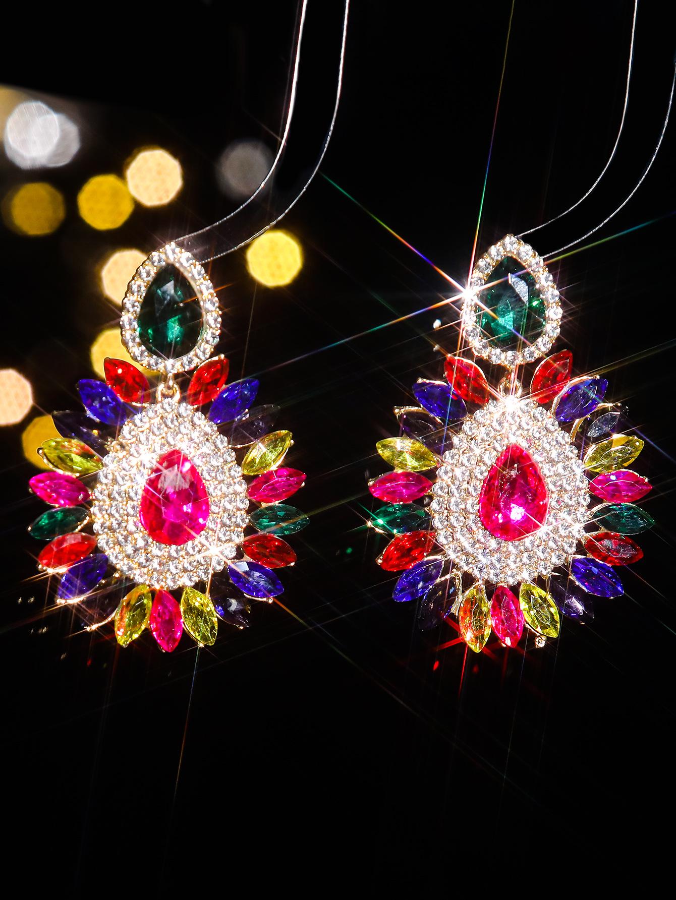 

Personalized stained glass rhinestone earrings for women Devil s Eye Halloween earrings earrings