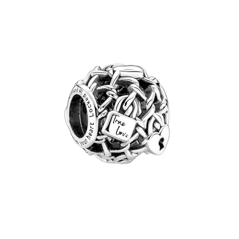 Sparking Butterfly Heart Clip Charm Beads Dangle Silver Bracelet Necklace For Diy Jewelry Women Gift