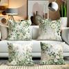 Fresh Green Plants Floral Pattern Home Decor Pillowcase Living Room Sofa Polyester Cushion Cover with Zipper