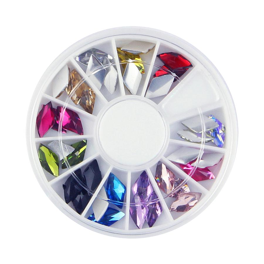 

36Pcs 3D Nail Rhinestones, Flat Back Square Heart Drop Shape Wheel, Nail Glitter Gems Decorations for DIY Manicure Cell Phone Decor