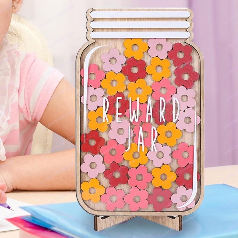 Flower Kids Star Reward Jars Wooden Classroom Reward Jar with Tokens  Birthday Gift