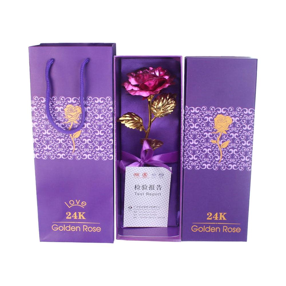 Creative Artificial 24K Gold Rose Flowers with Gift Box for Mothers Day Valentines Day Birthday Anniversary Thanksgiving Present