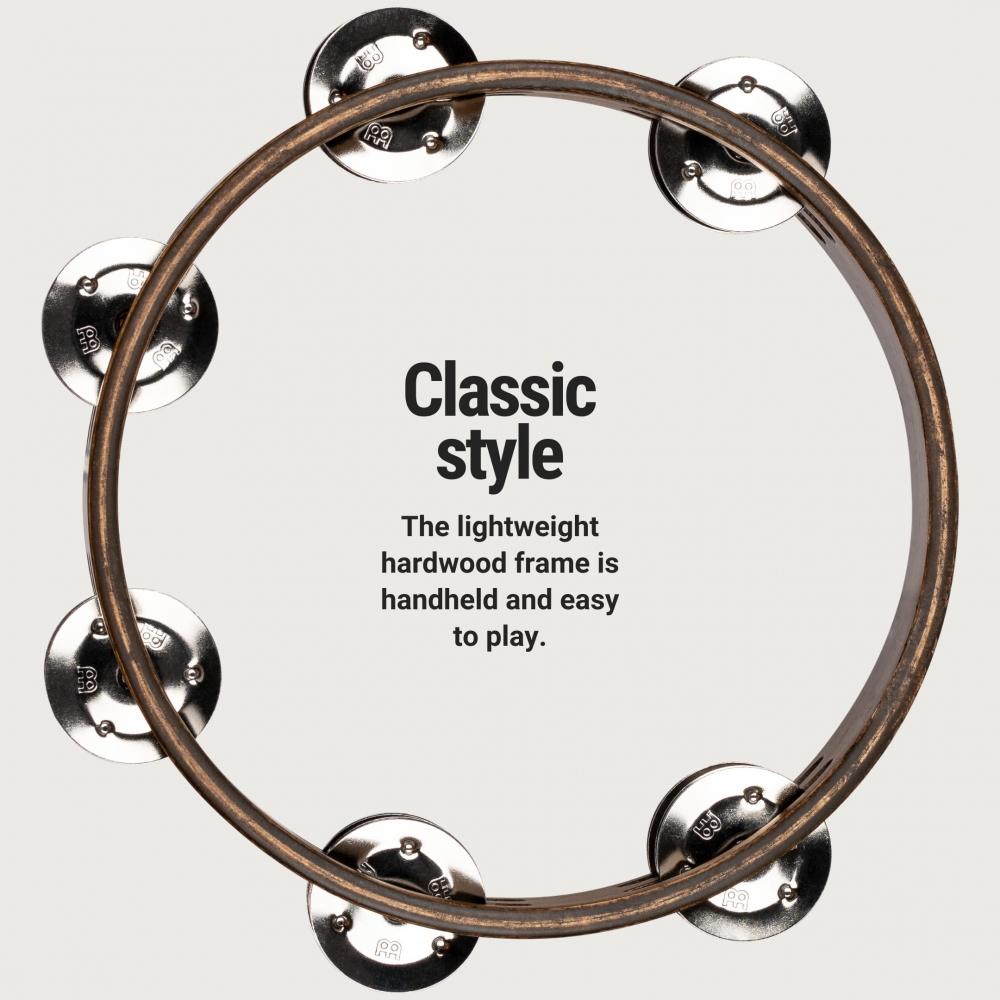 MEINL Percussion Compact Wood Tambourine Stainless Steel 2rows CTA2WB