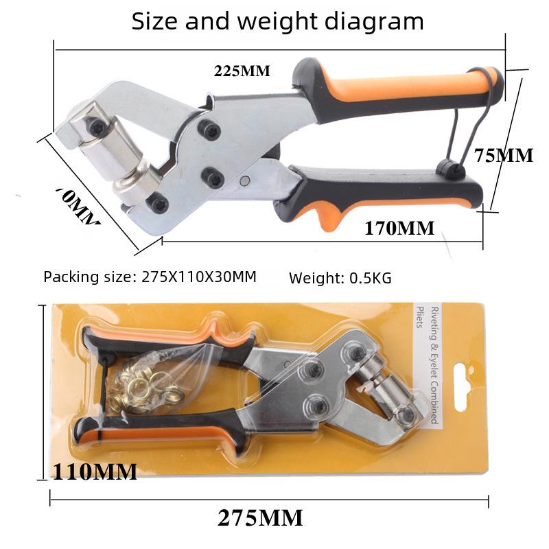 Clește de perforat și inele de 10,5 mm pentru pânză și prelată cu suport de afișare