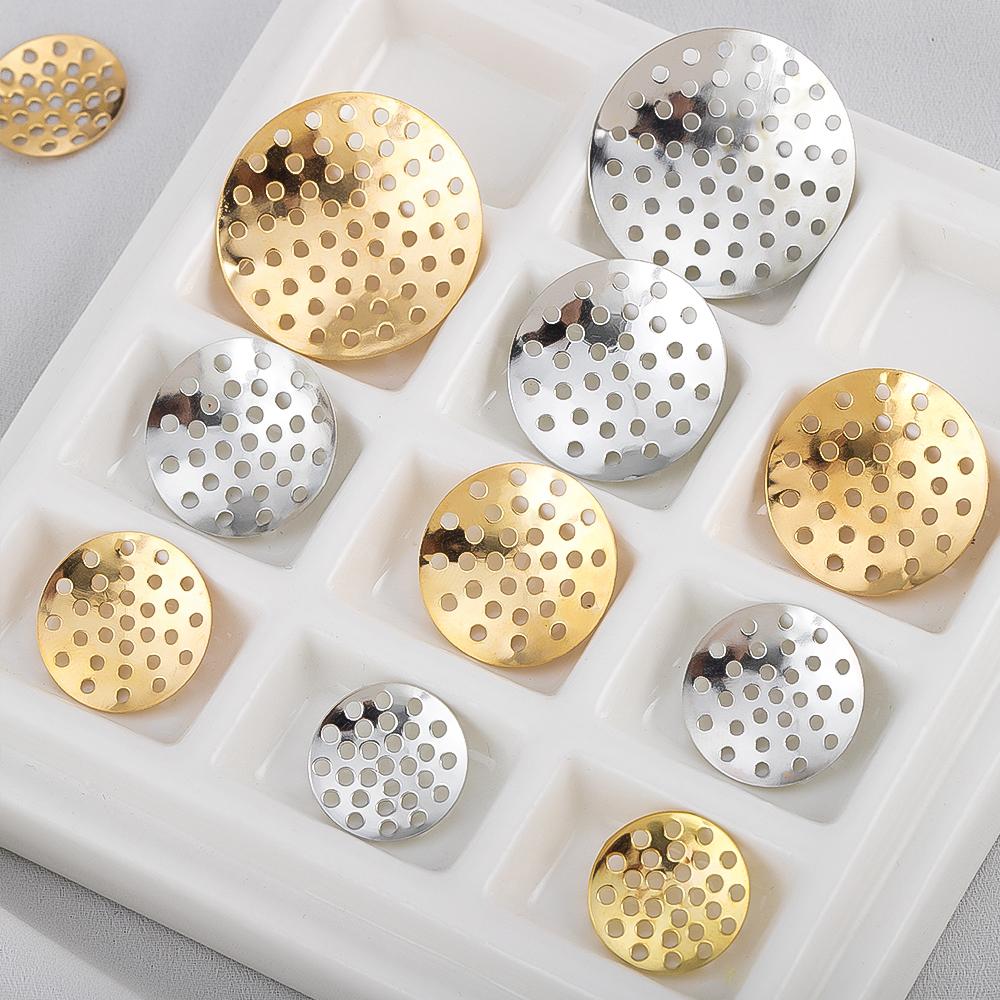 50pcs 14mm-25mm Brooch Base Brooches Bouquet Metal Disk Shell Flower Cabochon Bezel Round Blank For Diy Jewelry Making Wholesale