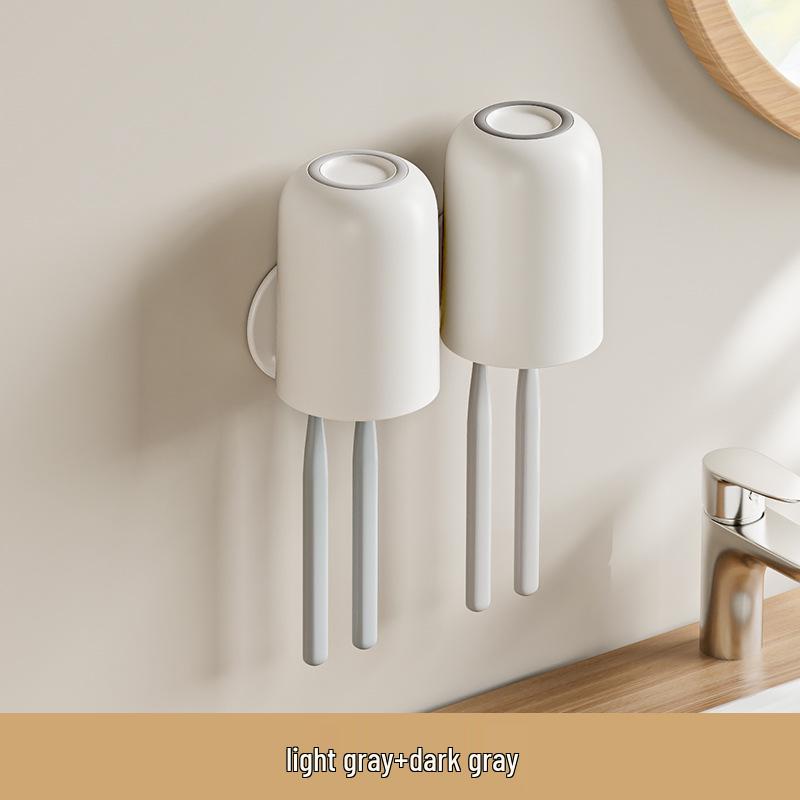Punch-Free Wall-Mounted Toothbrush Holder & Cup Set