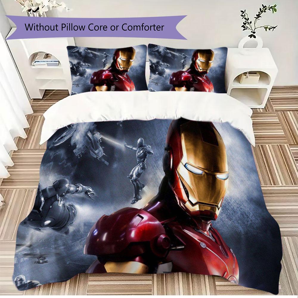 Avengers Iron Man Printed Bedding Set 3Pcs Duvet Cover Set For Kids Bedroom No Sheet No Quilt Core