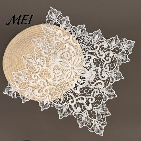 Decorative Table Covers for Weddings White Lace Doily, Elegant Retro Placemat, Embroidered Placemats Dining Mat, Rectangular Round Oval Doilies