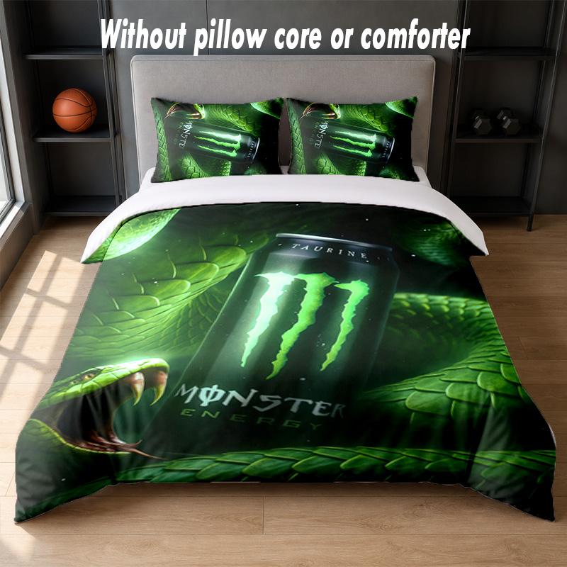 Set Biancheria da Letto Design Monster Energy 1 Copripiumino + 2 Federe Morbido Traspirante Biancheria da Letto per la Casa