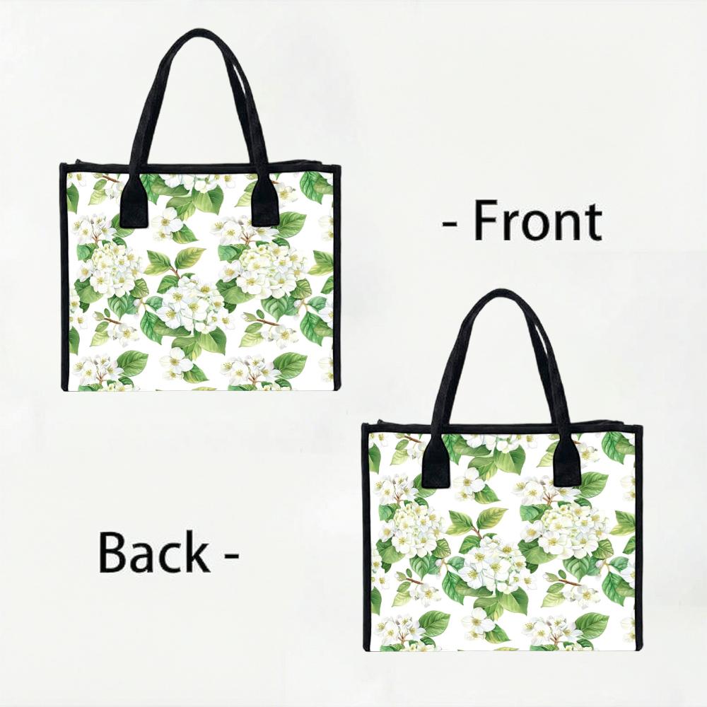 Floral Canvas Tote Bag Casual Daily Handbag Large Capacity Shoulder Bag for Women Lightweight Reusable Shopping Bag