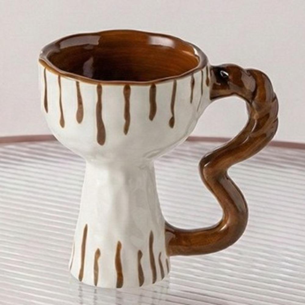 

Vintage Striped Ceramic Coffee Cup Irregular Design Dessert Cup Creative Art Goblet Office кавовий