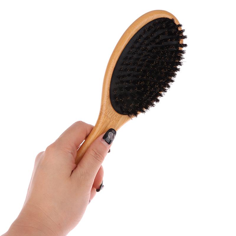 Brosse à cheveux en poils de sanglier pour femmes, brosse à cheveux en bois et bambou, brosse professionnelle pour cuir chevelu bouclé, peigne pour soins de beauté des cheveux, outils de salon