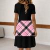 Women's Fashion Retro Print Round Neck Short Sleeve Buttoned Casual Dress
