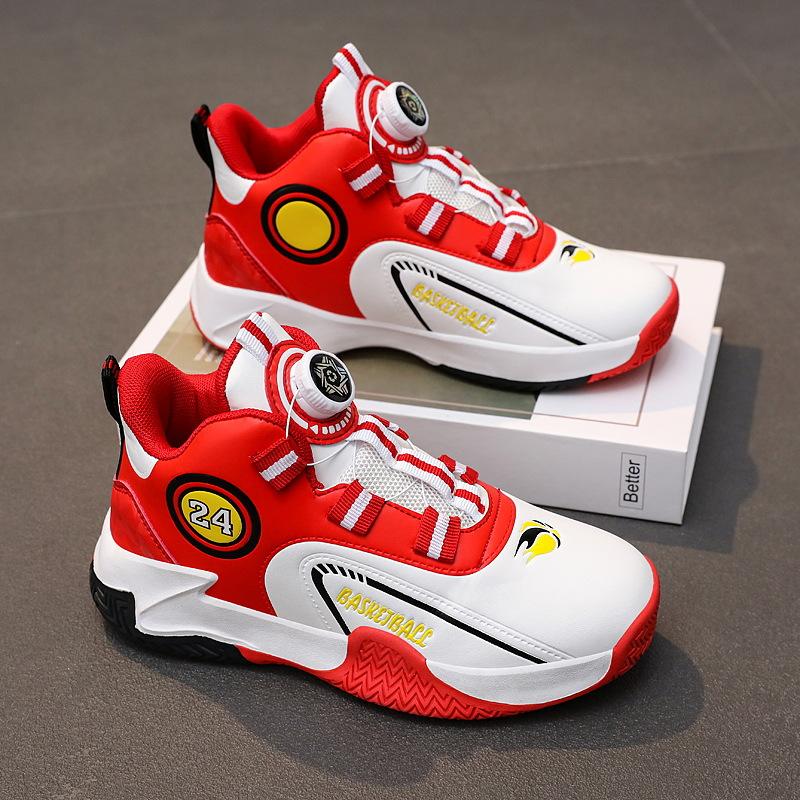 

Autumn and winter boys sports shoes girls basketball shoes medium older children s non-slip velvet large cotton shoes boys rotating buttons 40