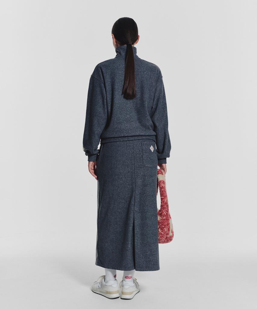 Minasu Terry Fleece Long Skirt_Charcoal