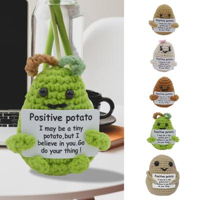 Crocheted Positive Potato Toy Emotional Support Cute Crocheting Knitting Positive Life Vegetable Doll Stress Relief Comforting Handwoven Ornament