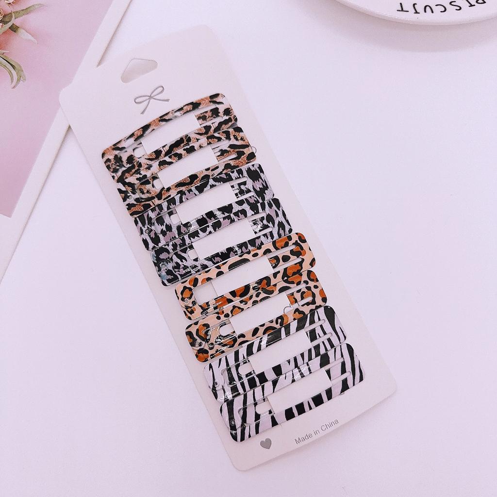 8pcs Leopard Print Hair Clips for Women Girls Geometric Cute Star BB Clips Bangs Hairpins Y2K Clips Headdress Hair Accessories
