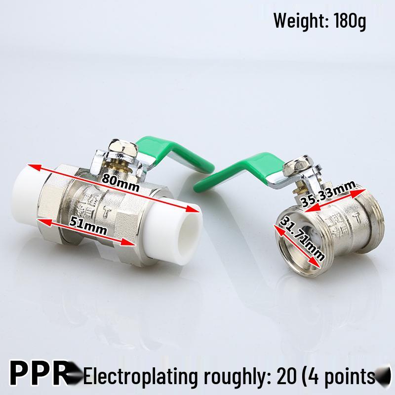 High-Temperature PPR Ball Valve: Double Union, Copper, Hot Melt, Sizes 20-75, Water Pipe & Switch