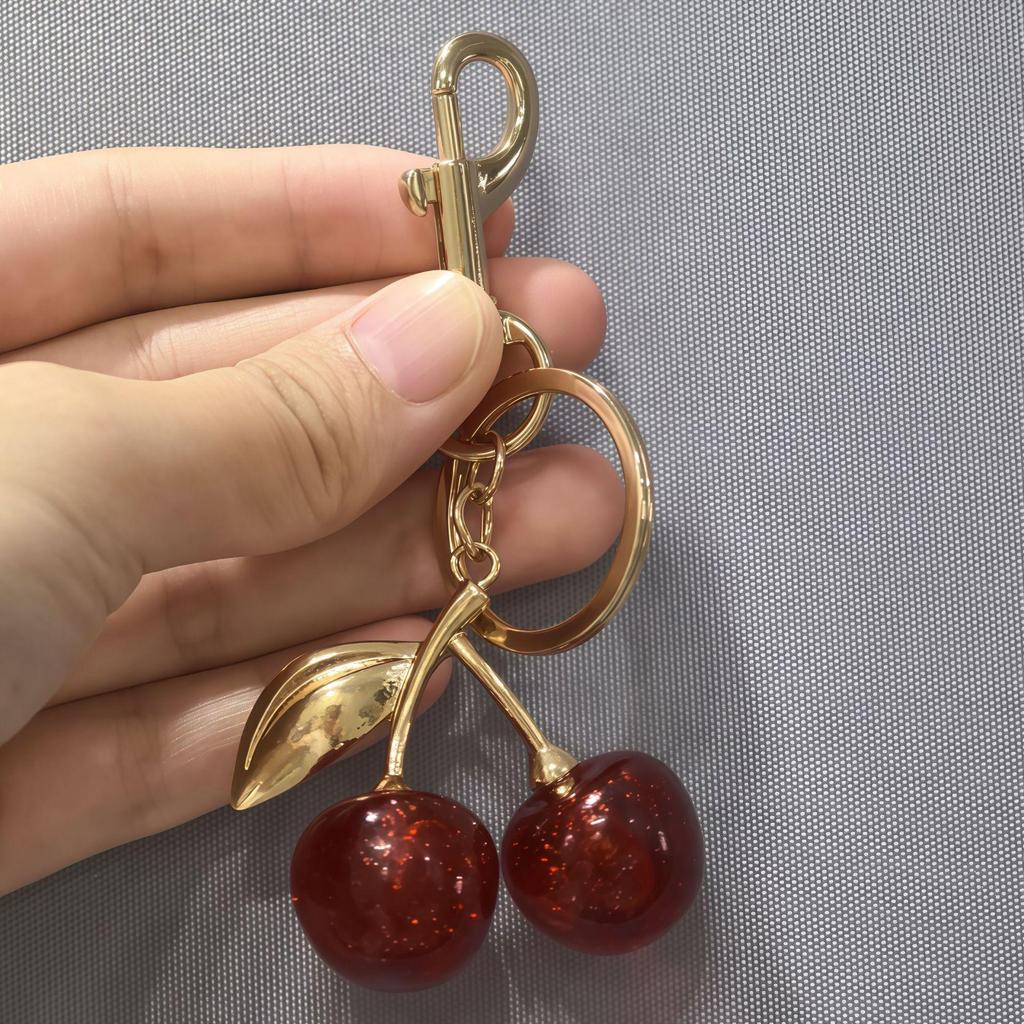 European & American Retro Cherry Keychain - High-End Fashion Fruit Bag Pendant