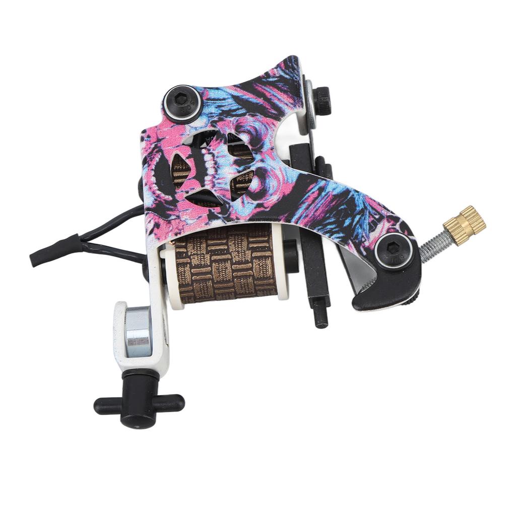 10 Wrap Coils Tattoo Machine Skull Pattern Liner Coils Tattoo Machine for Beauty Salon Pink