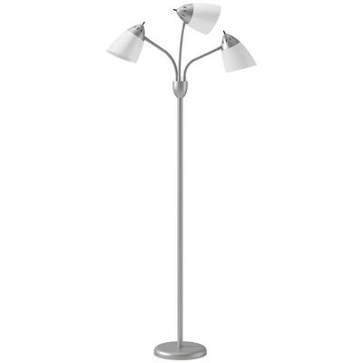 Arc Tree Floor Lamp With 3 Adjustable Rotating Lights Industrial Standing Lamp With Steel Frame Silver Tone