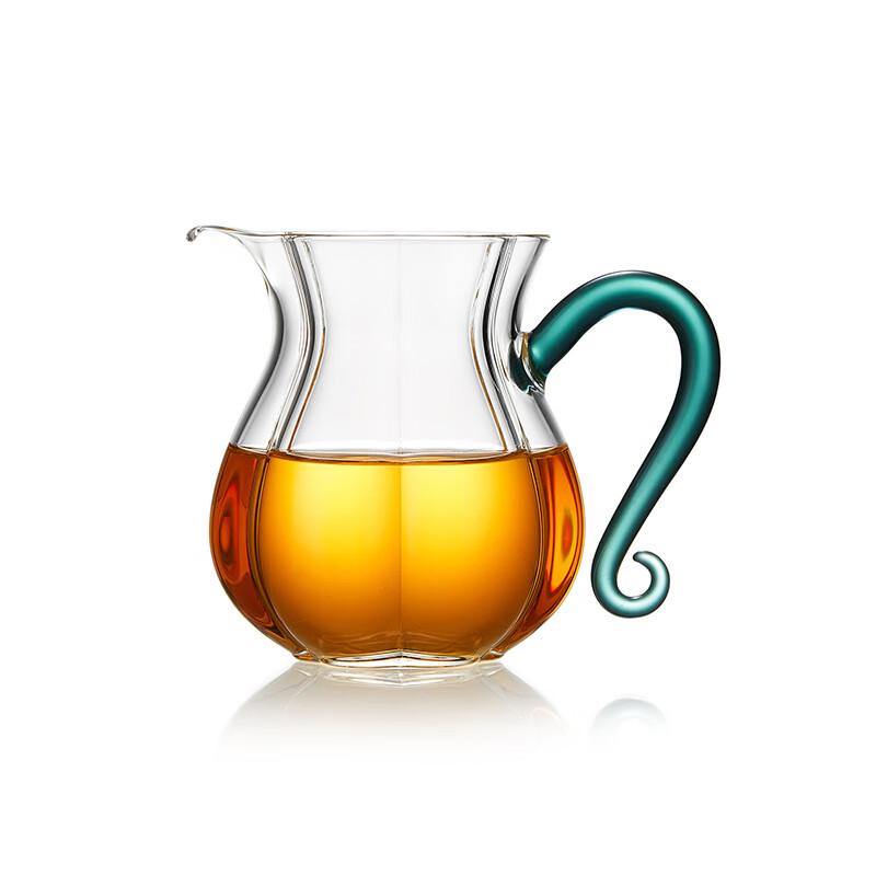 Borosilicate Glass Tea Fair Cup with Lake Green Handle