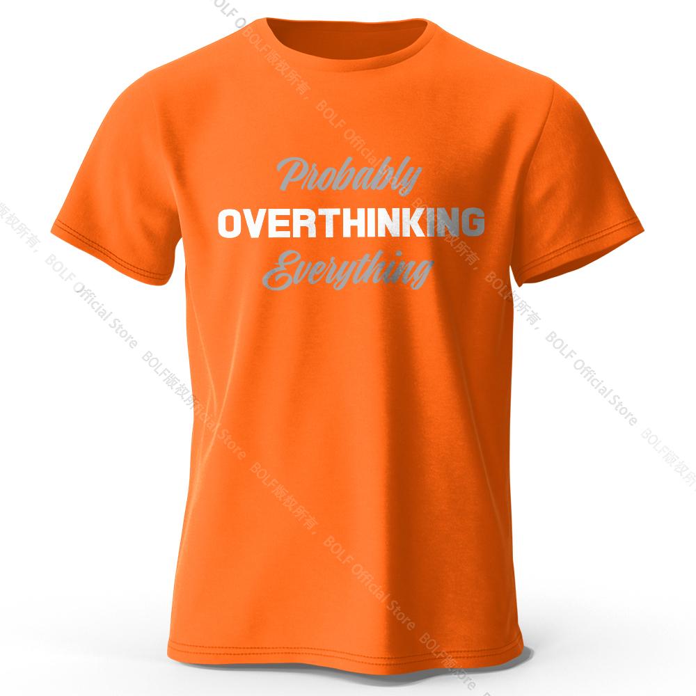 Probably Overthinking Everything Printed T-Shirt 100% Cotton Oversized Relatable Graphic Tees for Women Summer Mood Streetwear