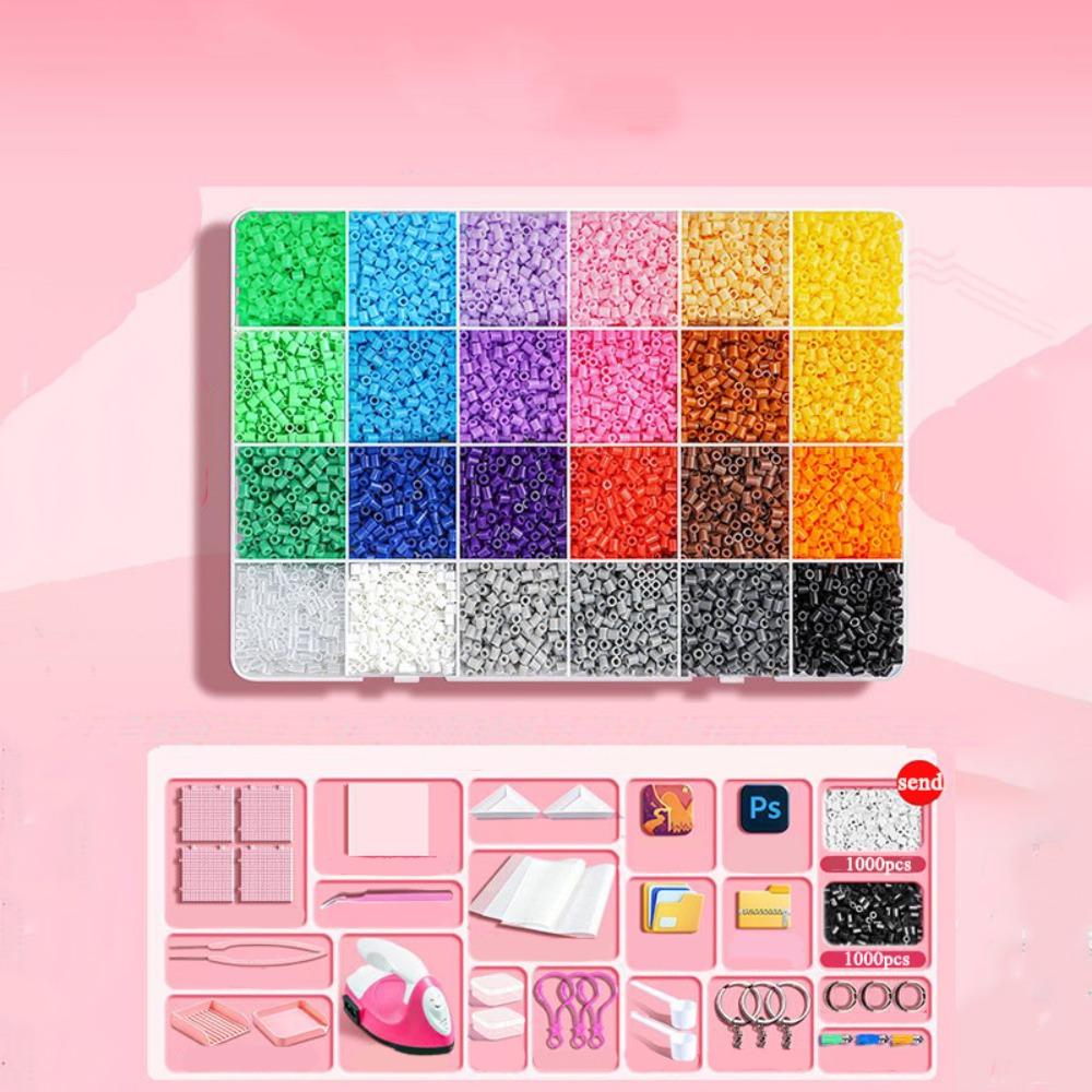 

Colorful Bean Splicing Material Package DIY Handicraft Toys Kit Iron-on Bead Craft Kit Kids Gift 24colors