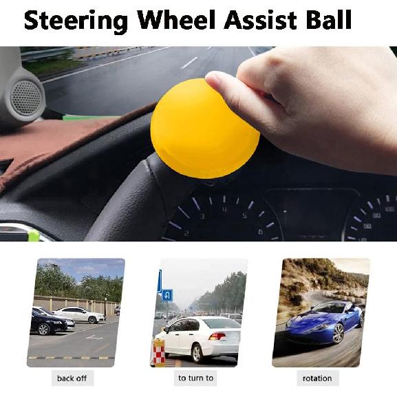 Steering Wheel Spinner, Non Slip Suicide Knob, 360 Degree Smooth Rotation Ball Shaped Helper for Car(Yellow)