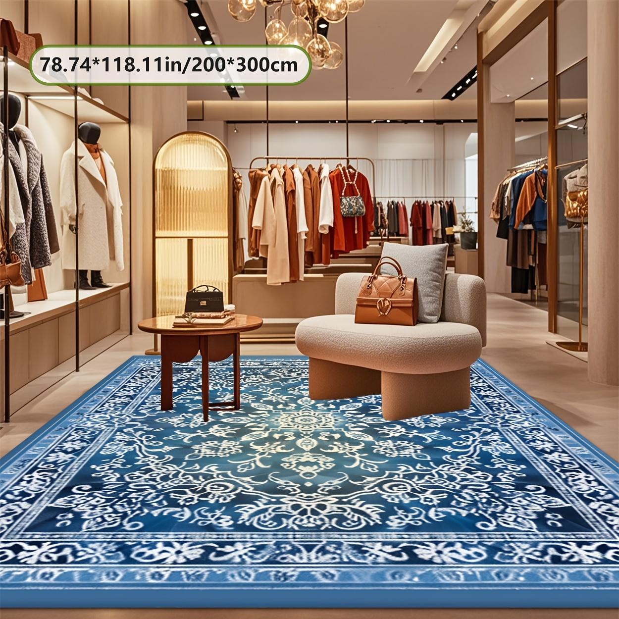 [Роскошный ковер] Роскошный ковер из хрустального бархата 800 г/м² | Нескользящая точечная основа Европейский цветочный узор для гостиной, спальни, En 60x90cm