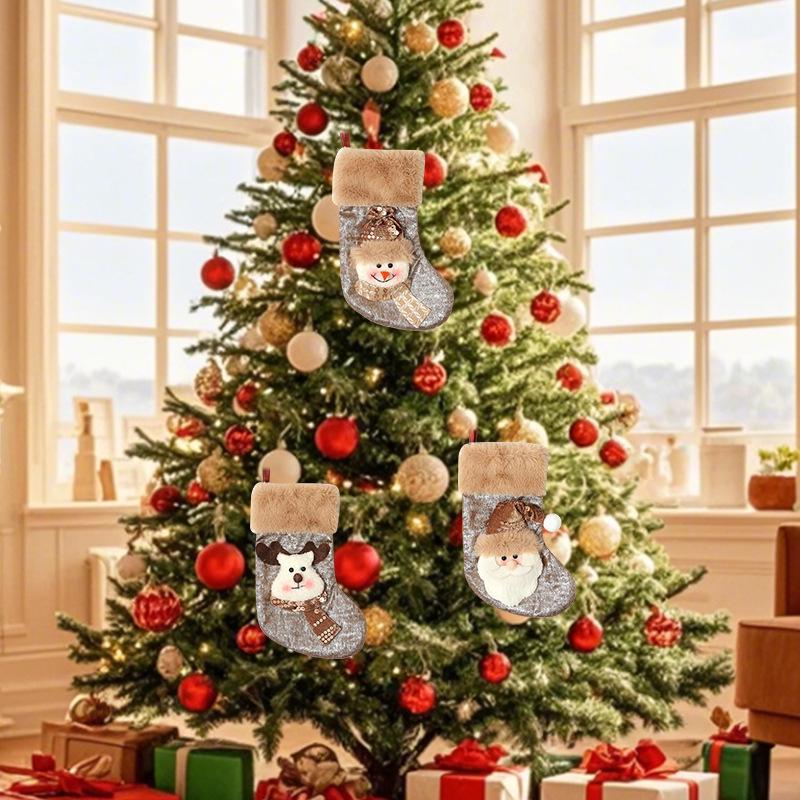 New Santa Claus Christmas Stockings and Ornaments