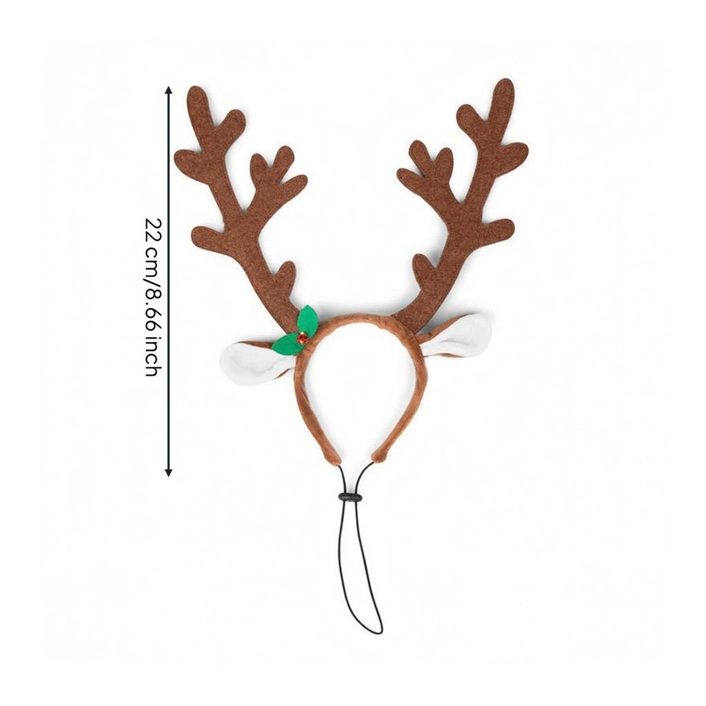 Pet Headband with Antlers Festive Headwear Soft for Pets