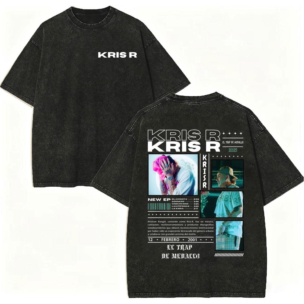 Vintage Washed Rapper Kris R Tshirts Men Women Clothing High Street Fashion Trend T Shirt High Quality Cotton Oversized Tshirt