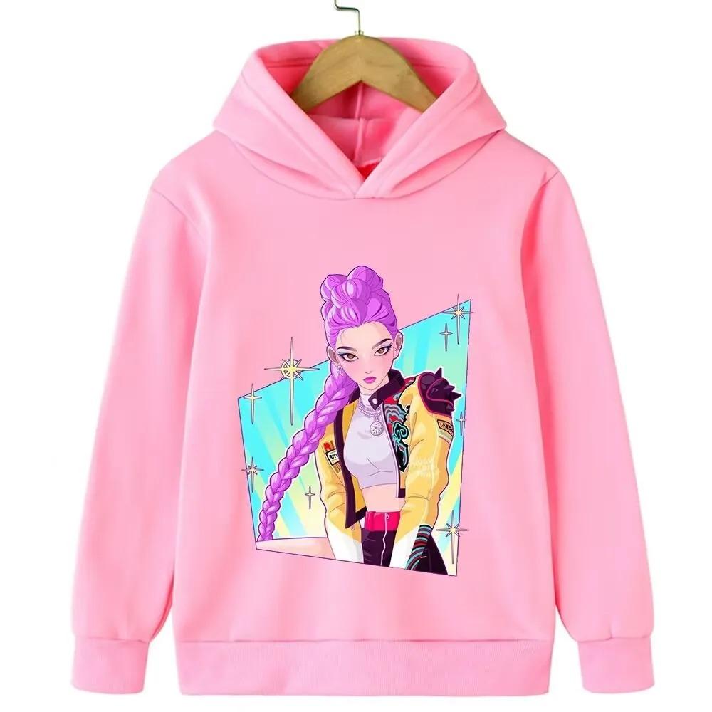 2025 New Kpop Witch Hunt Children's Hoodie Fashionable and Versatile Cartoon Pattern Printed Girls' Sportswear
