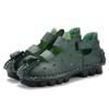 Sommer Damen Schuhe aus Rindsleder erster Schicht mit flacher Sohle Ethnischer Stil Leder Atmungsaktiv Damen Sandalen Lochschuhe
